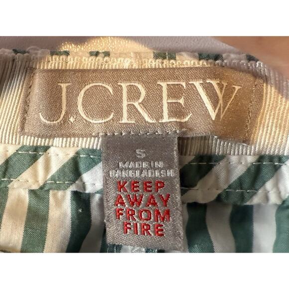J.Crew Womens Pajama Set Sz S Green White Striped Poplin Holiday Long Sleeve - Picture 6 of 13